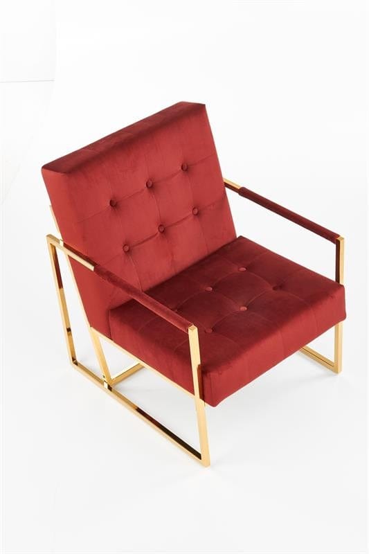 Halmar Fotoliu fix tapitat cu stofa si picioare metalice Praxis Bordeaux / Auriu, l55xA54xH78 cm