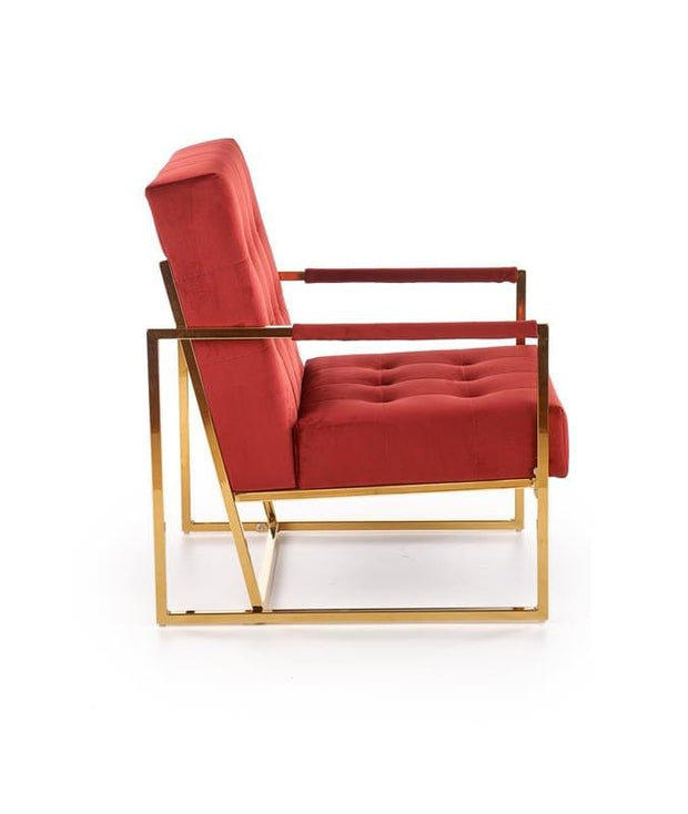 Halmar Fotoliu fix tapitat cu stofa si picioare metalice Praxis Bordeaux / Auriu, l55xA54xH78 cm