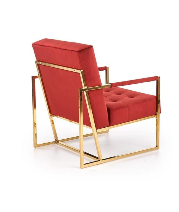 Fotoliu fix tapitat cu stofa si picioare metalice Praxis Bordeaux / Auriu, l55xA54xH78 cm (7)