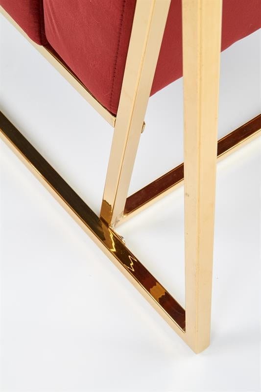 Fotoliu fix tapitat cu stofa si picioare metalice Praxis Bordeaux / Auriu, l55xA54xH78 cm (9)