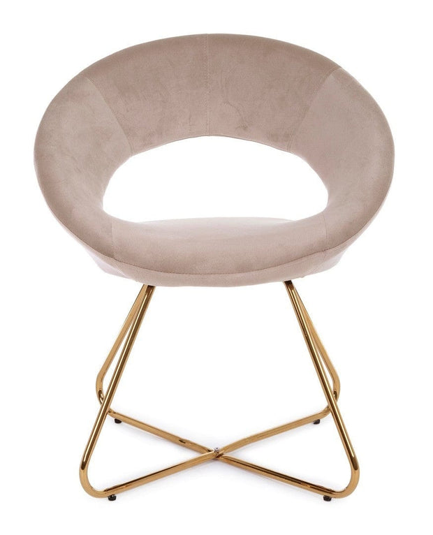 Fotoliu fix tapitat cu stofa si picioare metalice, Vanity Velvet Grej / Auriu, l58xA69xH81 cm (1)