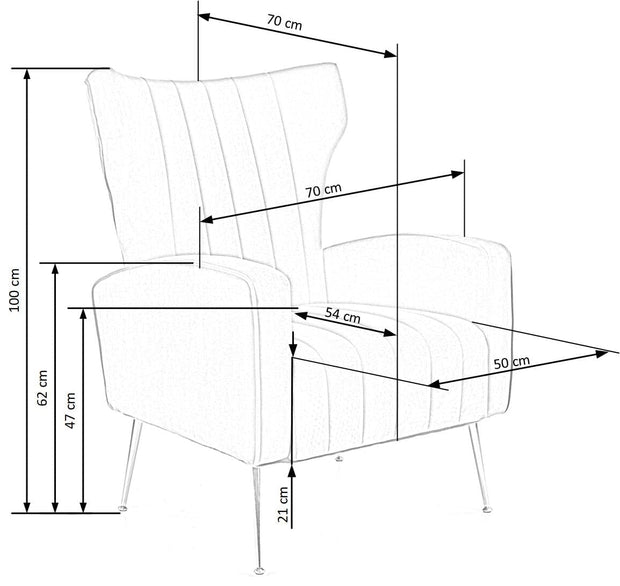 Halmar Fotoliu fix tapitat cu stofa si picioare metalice, Varali Velvet Verde Inchis / Auriu, l70xA70xH100 cm