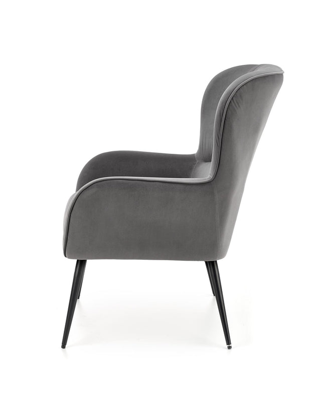 Halmar Fotoliu fix tapitat cu stofa si picioare metalice, Veras Velvet Gri / Negru, l73xA70xH94 cm