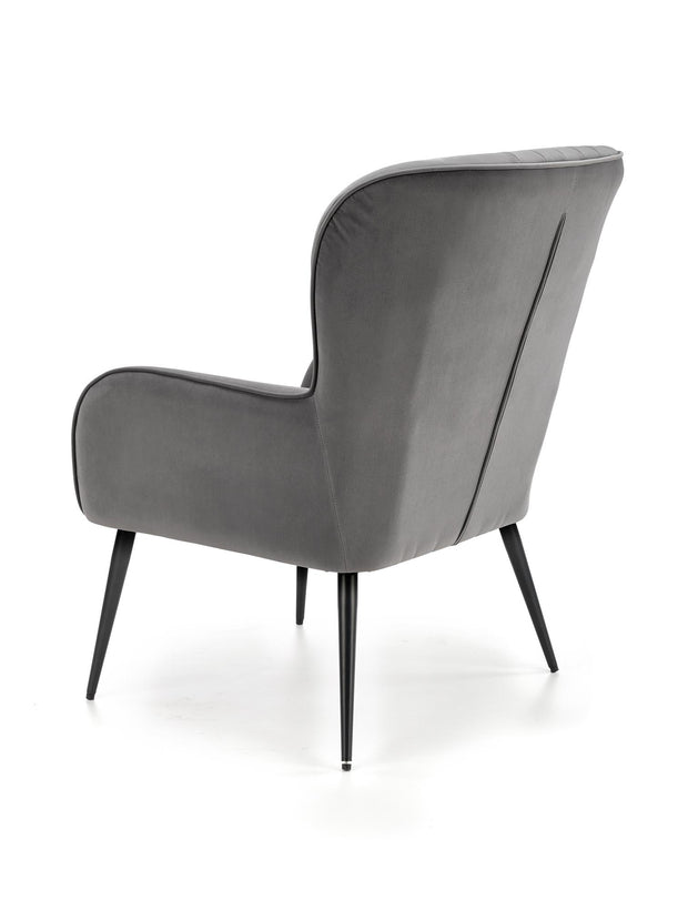 Halmar Fotoliu fix tapitat cu stofa si picioare metalice, Veras Velvet Gri / Negru, l73xA70xH94 cm