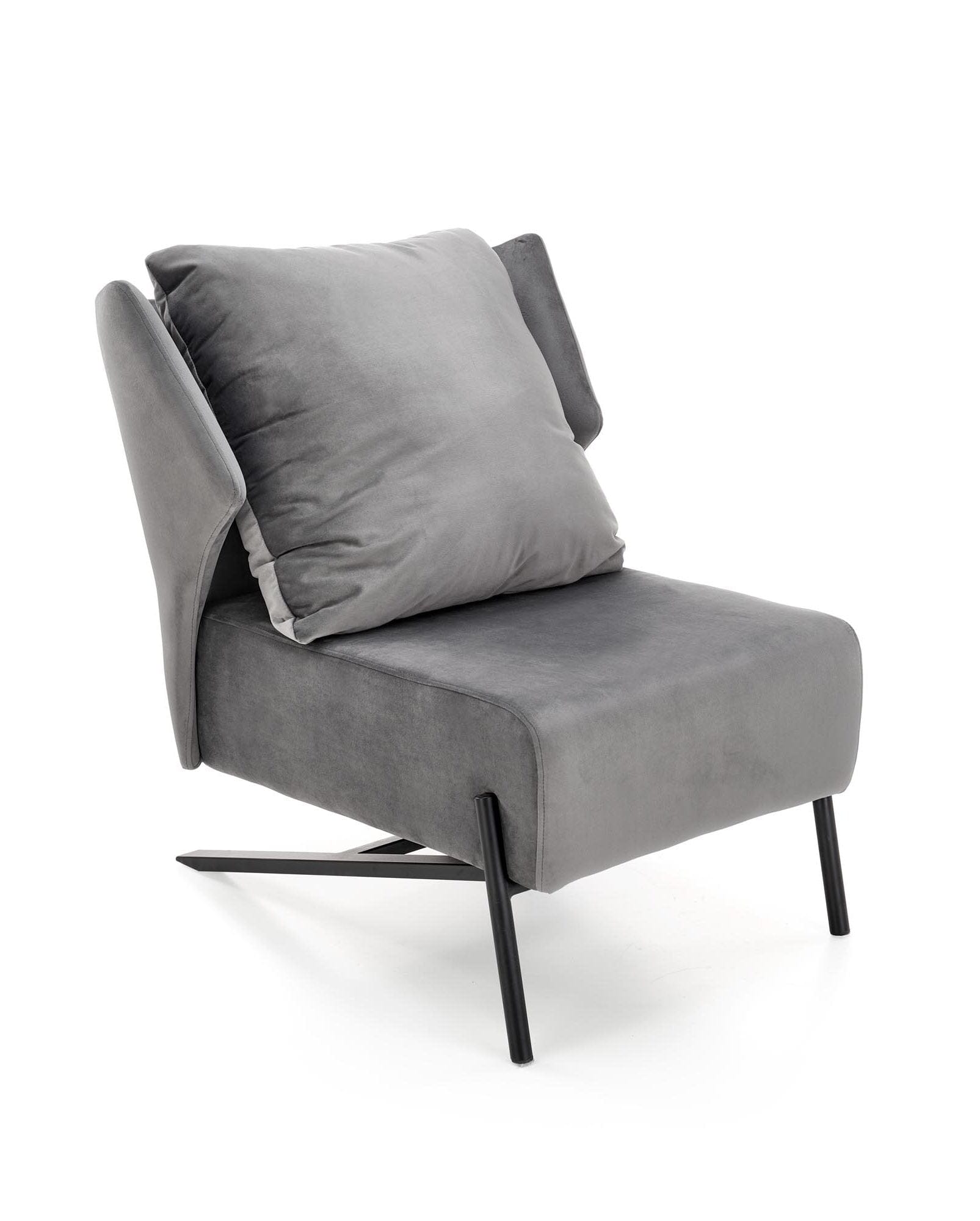 Halmar Fotoliu fix tapitat cu stofa si picioare metalice, Vicentt Velvet Gri / Negru, l70xA80xH85 cm