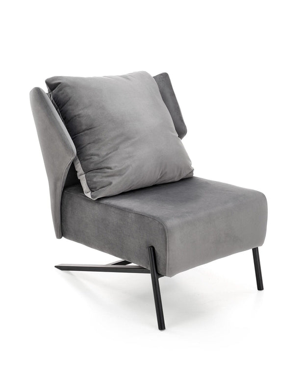 Halmar Fotoliu fix tapitat cu stofa si picioare metalice, Vicentt Velvet Gri / Negru, l70xA80xH85 cm
