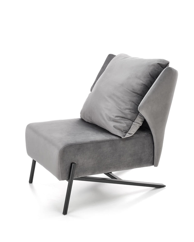 Halmar Fotoliu fix tapitat cu stofa si picioare metalice, Vicentt Velvet Gri / Negru, l70xA80xH85 cm