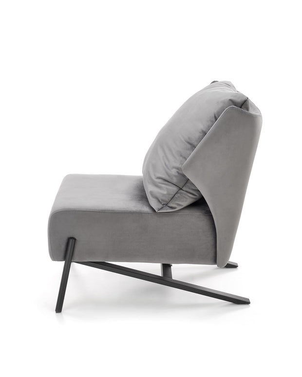 Halmar Fotoliu fix tapitat cu stofa si picioare metalice, Vicentt Velvet Gri / Negru, l70xA80xH85 cm