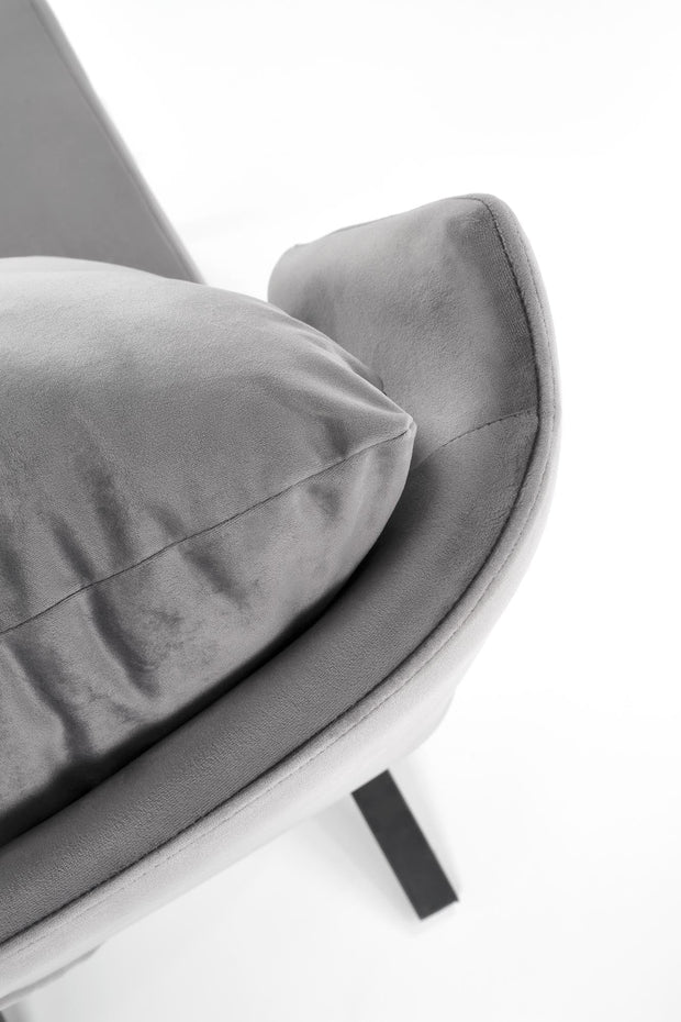 Fotoliu fix tapitat cu stofa si picioare metalice, Vicentt Velvet Gri / Negru, l70xA80xH85 cm (8)