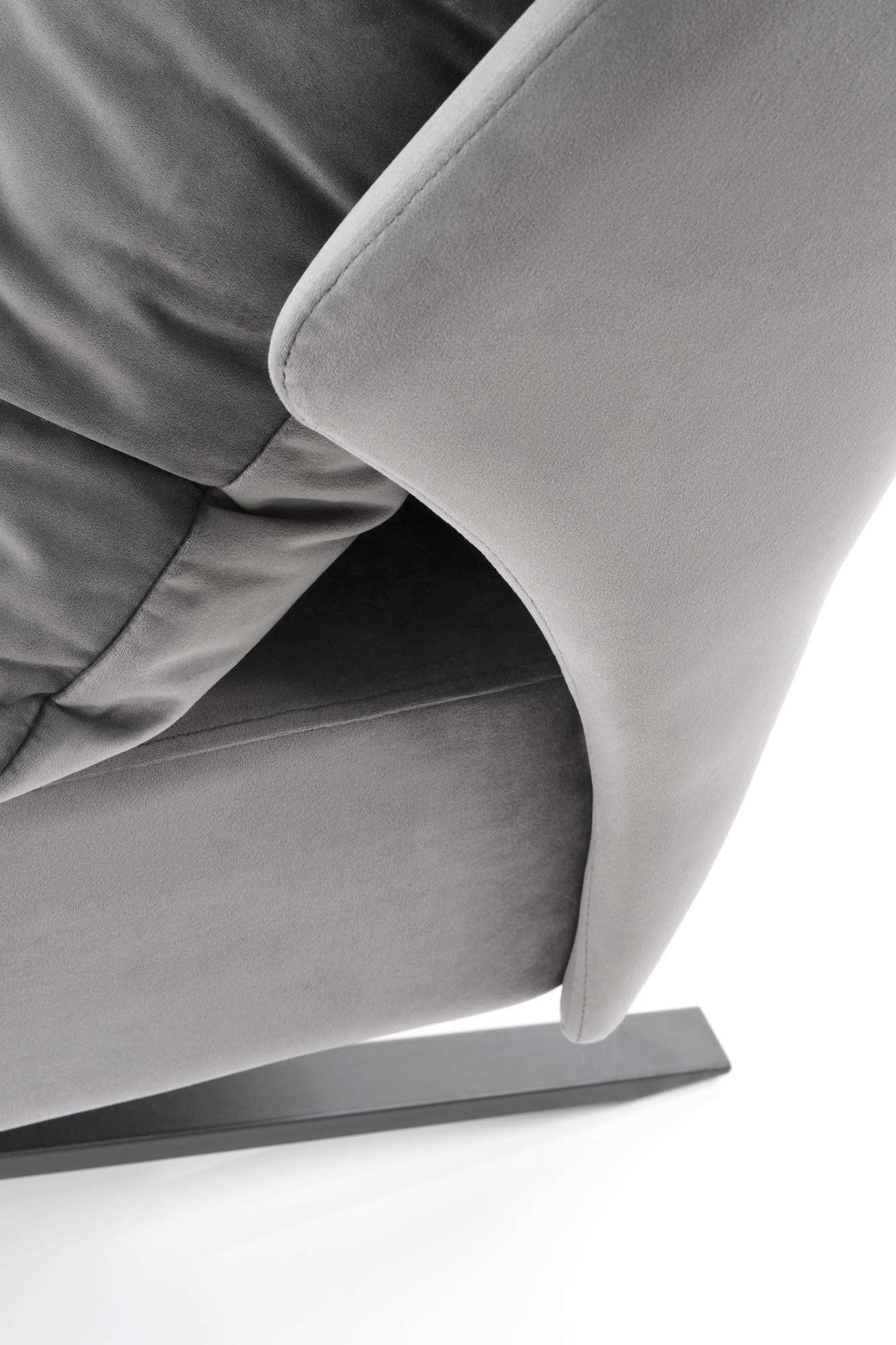 Halmar Fotoliu fix tapitat cu stofa si picioare metalice, Vicentt Velvet Gri / Negru, l70xA80xH85 cm