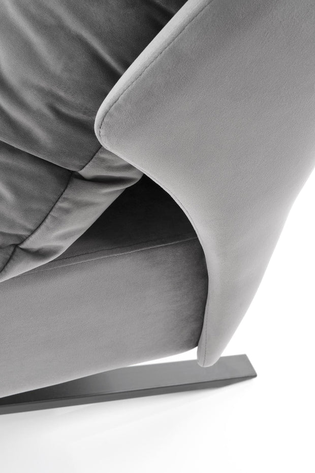 Halmar Fotoliu fix tapitat cu stofa si picioare metalice, Vicentt Velvet Gri / Negru, l70xA80xH85 cm