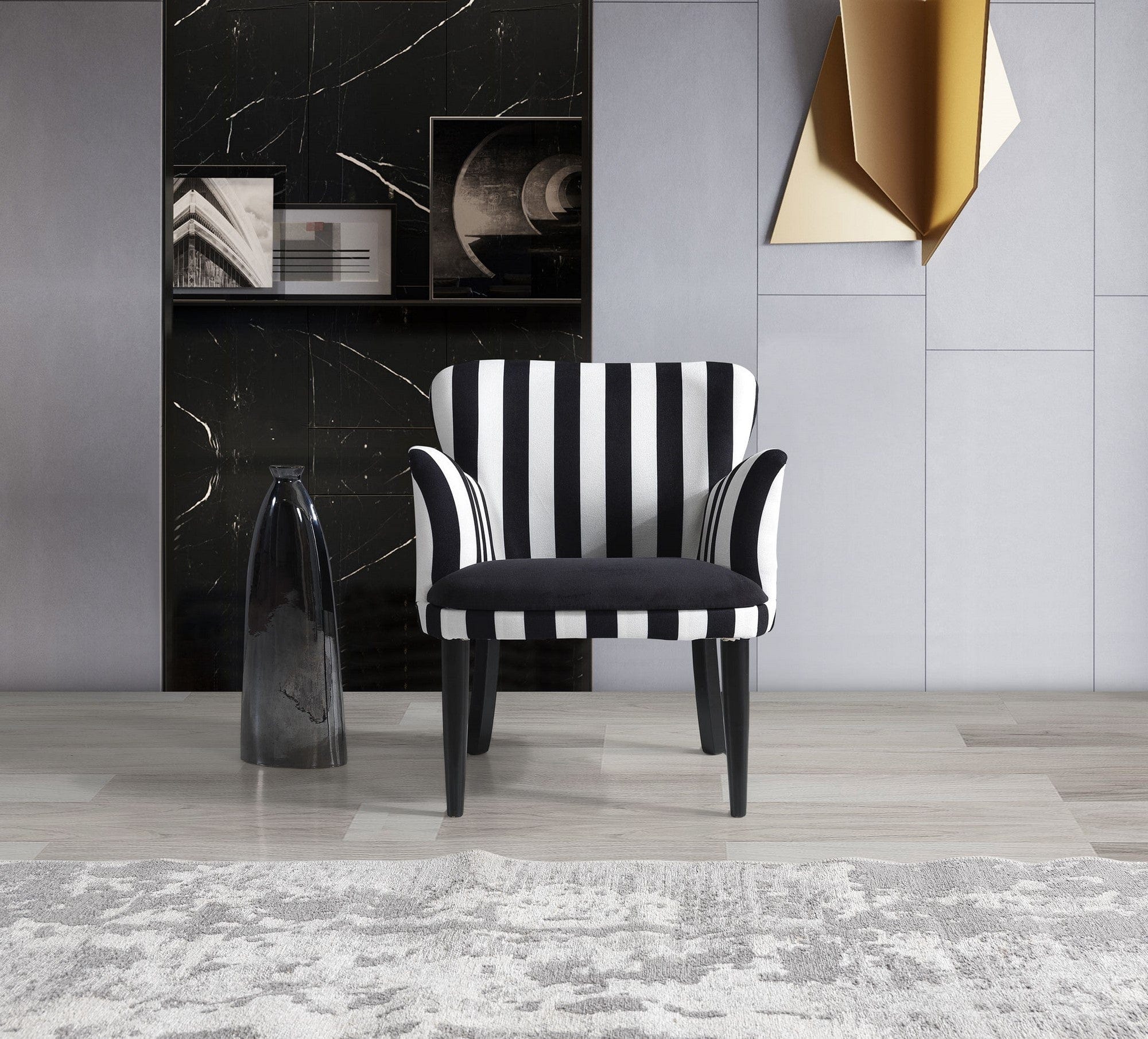 Fotoliu fix tapitat cu stofa, Zebrano Negru / Alb, l65xA60xH75 cm