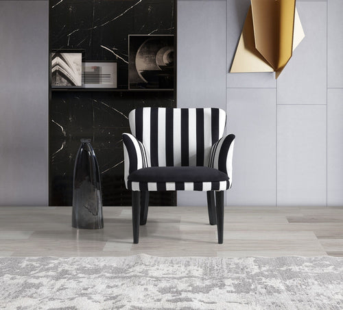 Fotoliu fix tapitat cu stofa, Zebrano Negru / Alb, l65xA60xH75 cm