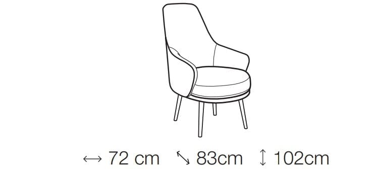 LeComfort Fotoliu fix tapitat si picioare din lemn Amisia, l72xA83xH102 cm