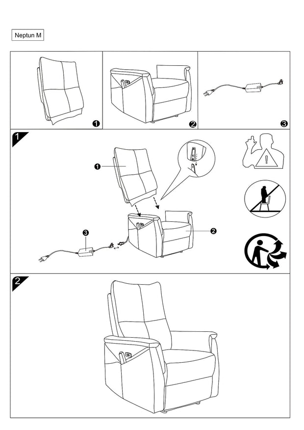 Fotoliu Recliner cu mecanism electric, functie masaj si port USB, tapitat cu stofa, Newlyn M Velvet Gri, l76xA94xH96 cm (9)
