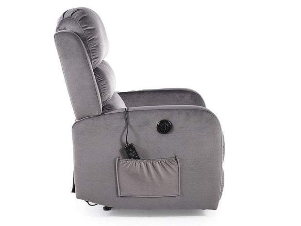 Fotoliu Recliner cu mecanism electric si functie masaj, tapitat cu stofa, Page M Velvet Gri, l64xA88xH102 cm (2)