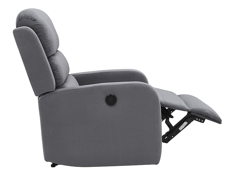 Fotoliu Recliner cu mecanism electric si port USB, tapitat cu stofa, Page Velvet Gri, l64xA88xH102 cm (3)
