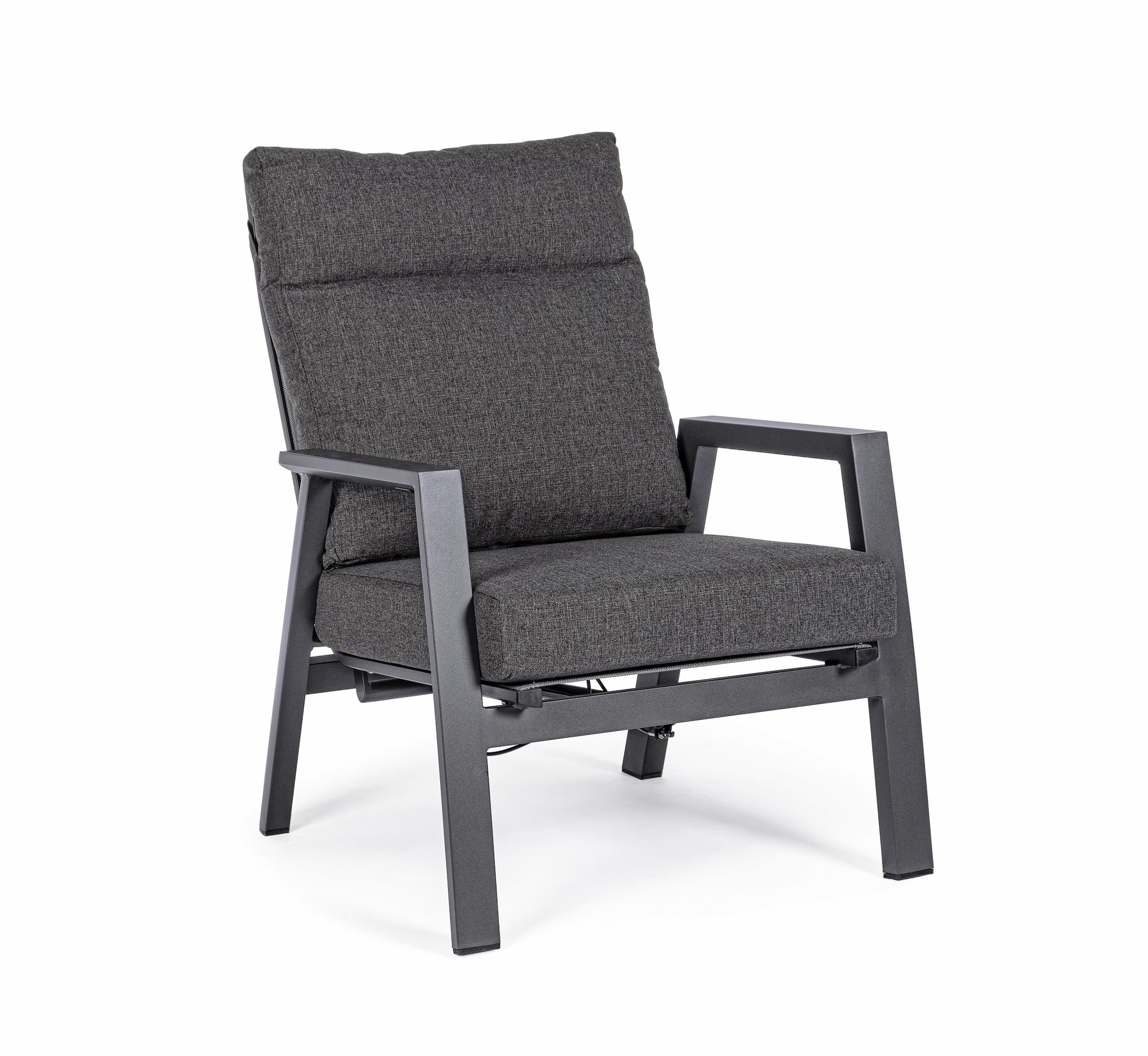Fotoliu Recliner pentru gradina / terasa, din aluminiu, cu perne detasabile, Kledi Antracit, l72xA81xH98 cm