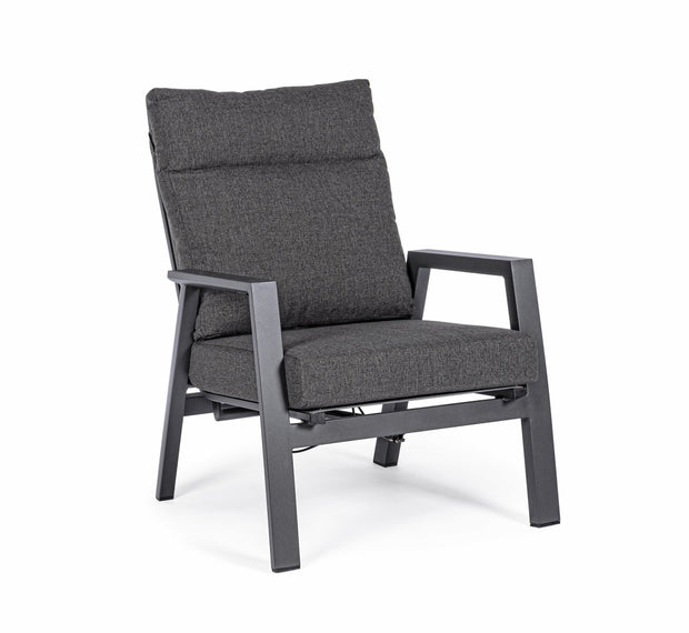 Fotoliu Recliner pentru gradina / terasa, din aluminiu, cu perne detasabile, Kledi Antracit, l72xA81xH98 cm