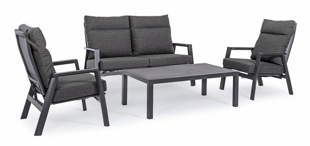 Fotoliu Recliner pentru gradina / terasa, din aluminiu, cu perne detasabile, Kledi Antracit, l72xA81xH98 cm (3)