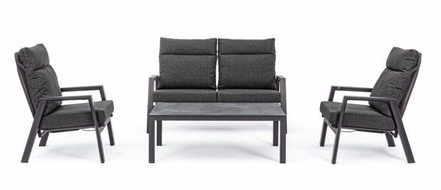 Fotoliu Recliner pentru gradina / terasa, din aluminiu, cu perne detasabile, Kledi Antracit, l72xA81xH98 cm (5)