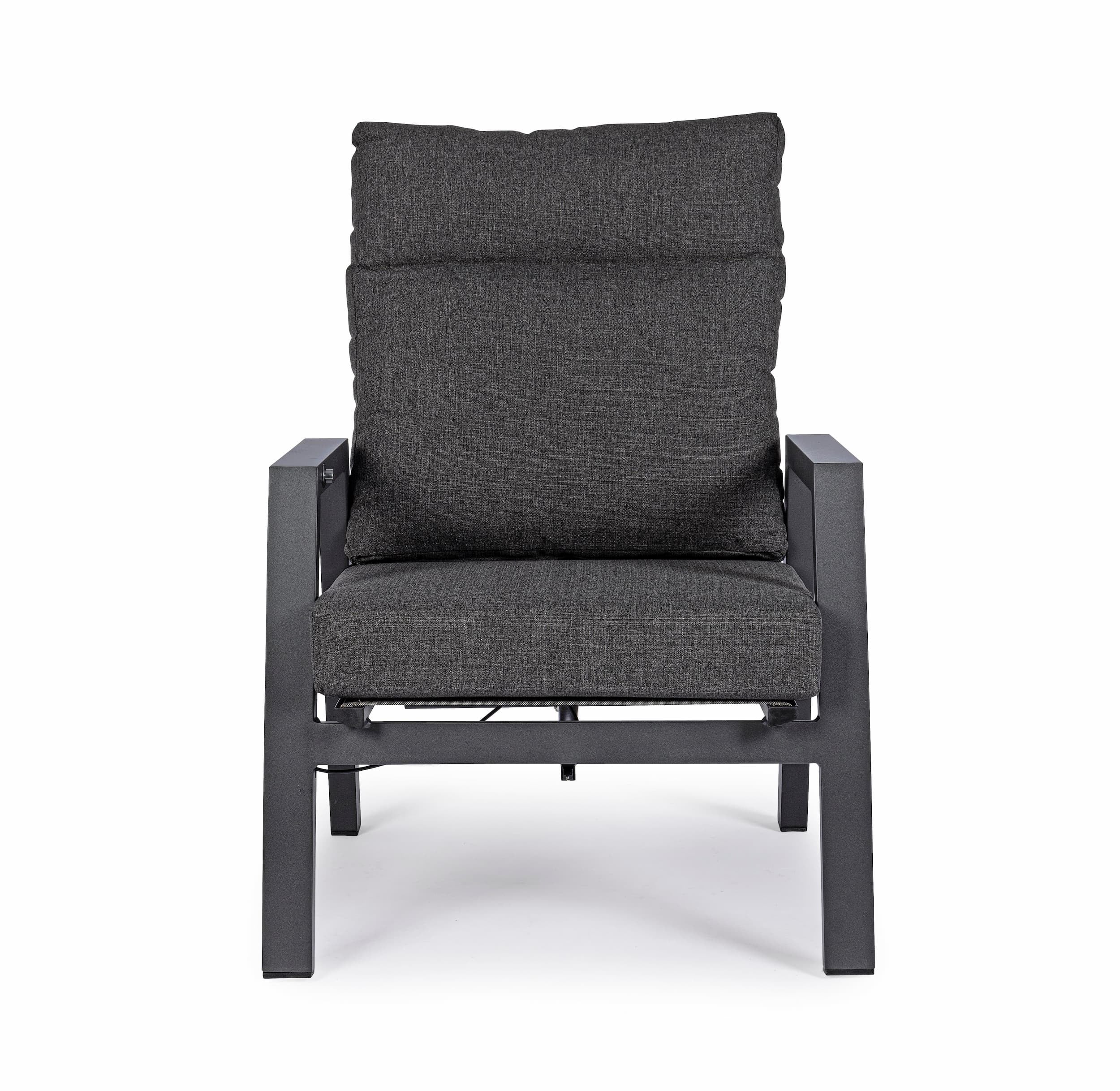 Bizzotto Fotoliu Recliner pentru gradina / terasa, din aluminiu, cu perne detasabile, Kledi Antracit, l72xA81xH98 cm