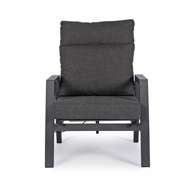 Bizzotto Fotoliu Recliner pentru gradina / terasa, din aluminiu, cu perne detasabile, Kledi Antracit, l72xA81xH98 cm
