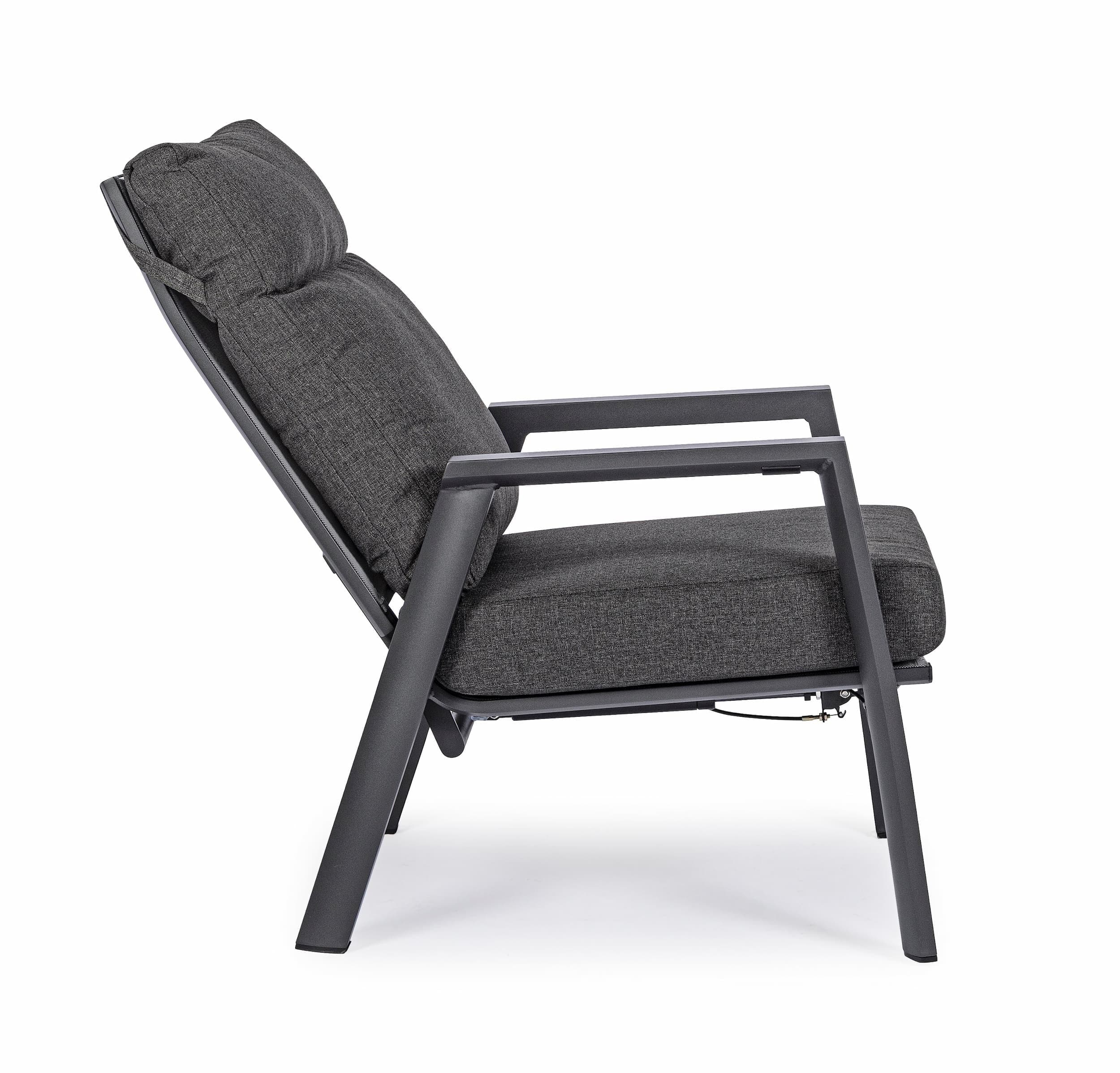 Fotoliu Recliner pentru gradina / terasa, din aluminiu, cu perne detasabile, Kledi Antracit, l72xA81xH98 cm (9)
