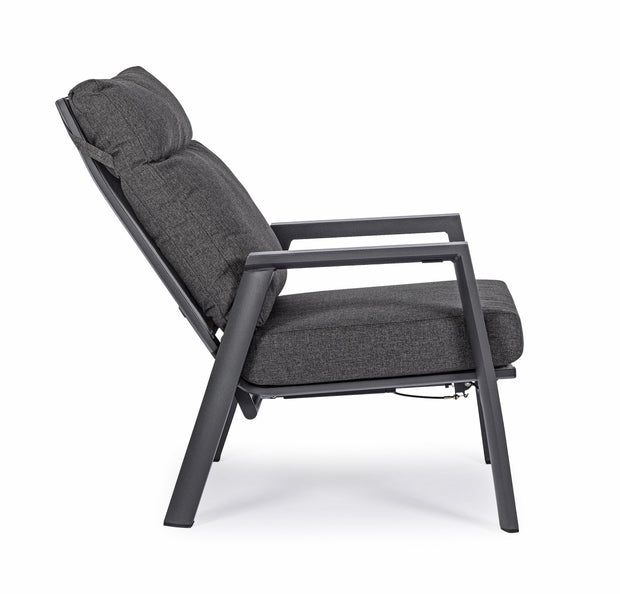Fotoliu Recliner pentru gradina / terasa, din aluminiu, cu perne detasabile, Kledi Antracit, l72xA81xH98 cm (9)