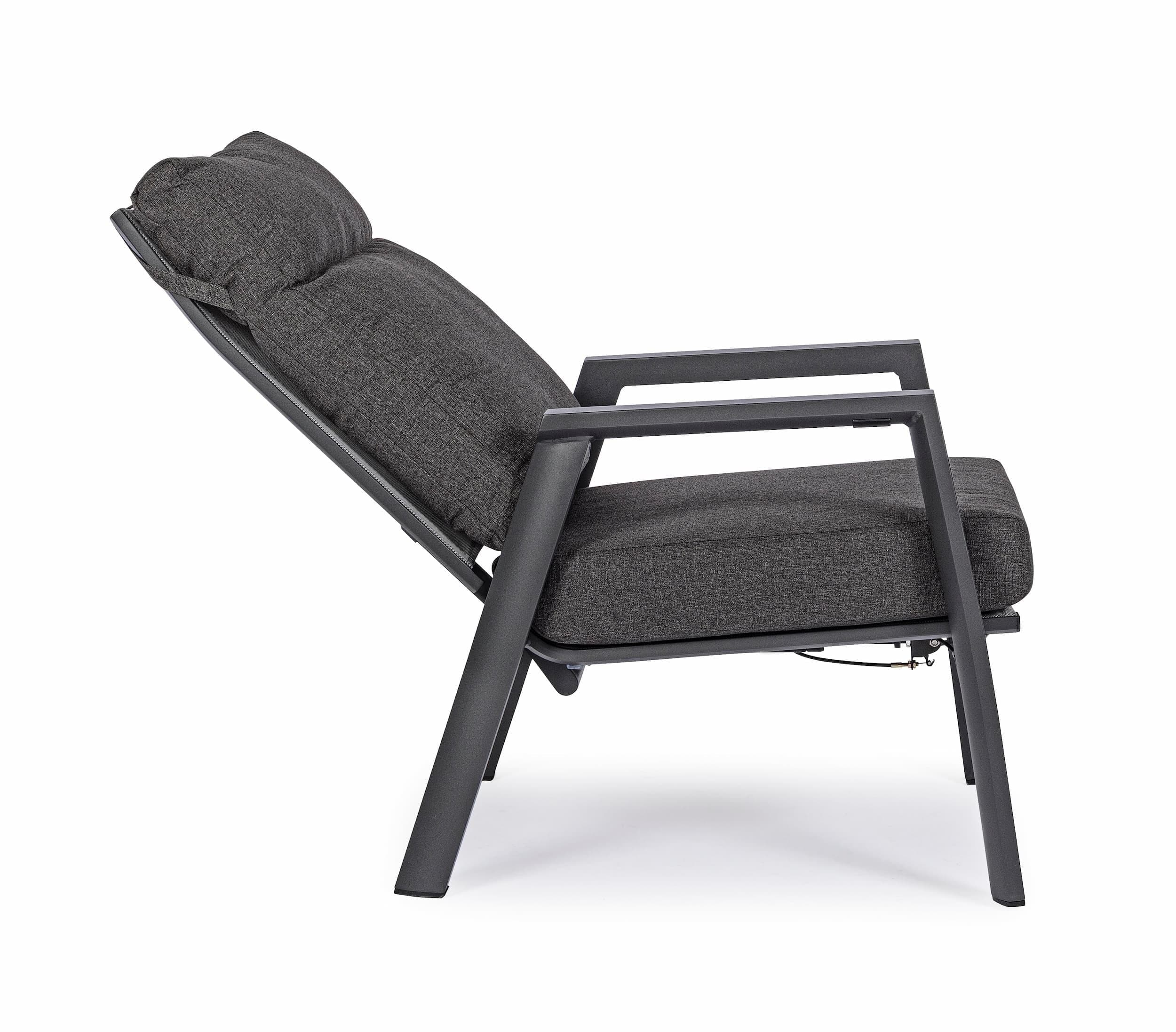 Fotoliu Recliner pentru gradina / terasa, din aluminiu, cu perne detasabile, Kledi Antracit, l72xA81xH98 cm (10)