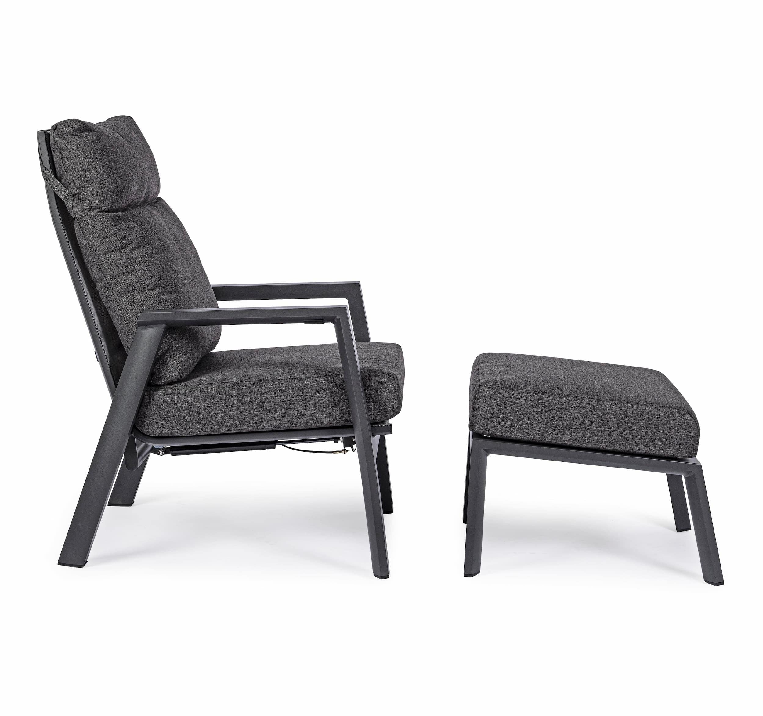 Fotoliu Recliner pentru gradina / terasa, din aluminiu, cu perne detasabile, Kledi Antracit, l72xA81xH98 cm (11)