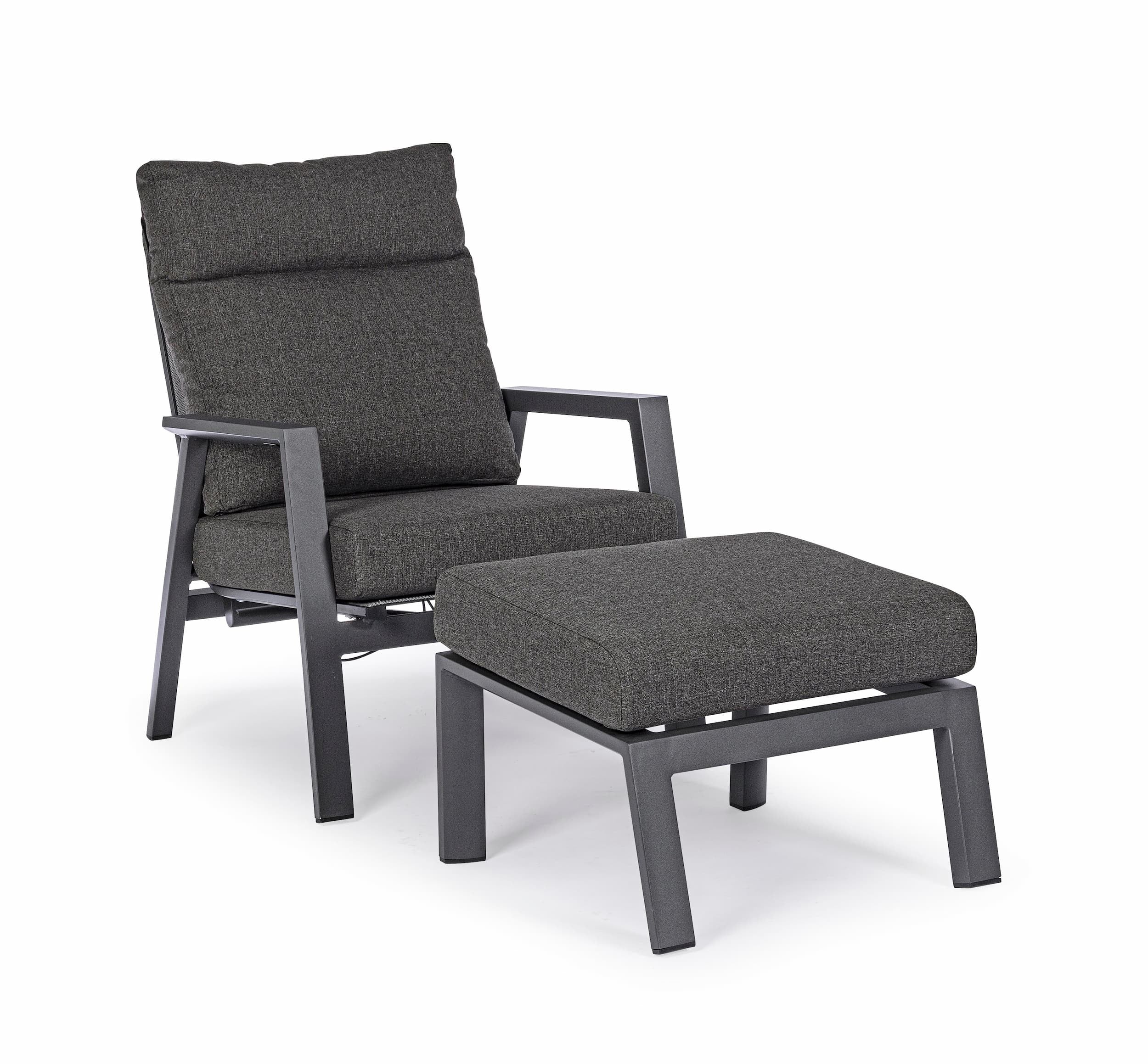 Fotoliu Recliner pentru gradina / terasa, din aluminiu, cu perne detasabile, Kledi Antracit, l72xA81xH98 cm (12)
