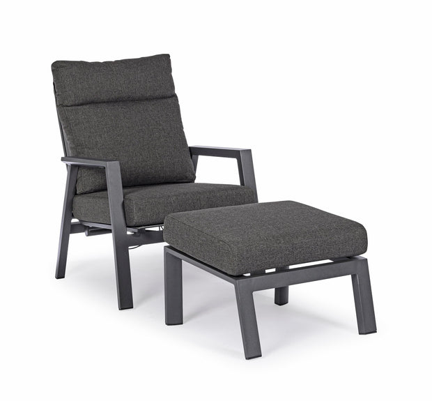 Fotoliu Recliner pentru gradina / terasa, din aluminiu, cu perne detasabile, Kledi Antracit, l72xA81xH98 cm (12)