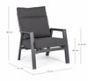 Fotoliu Recliner pentru gradina / terasa, din aluminiu, cu perne detasabile, Kledi Antracit, l72xA81xH98 cm (17)