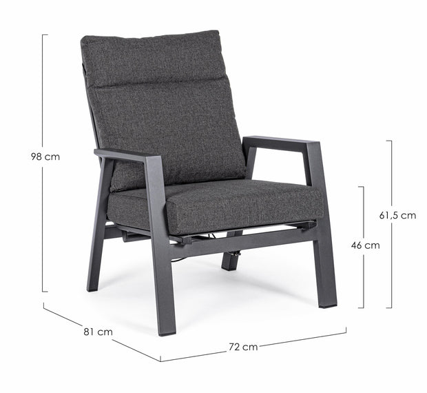 Fotoliu Recliner pentru gradina / terasa, din aluminiu, cu perne detasabile, Kledi Antracit, l72xA81xH98 cm (17)