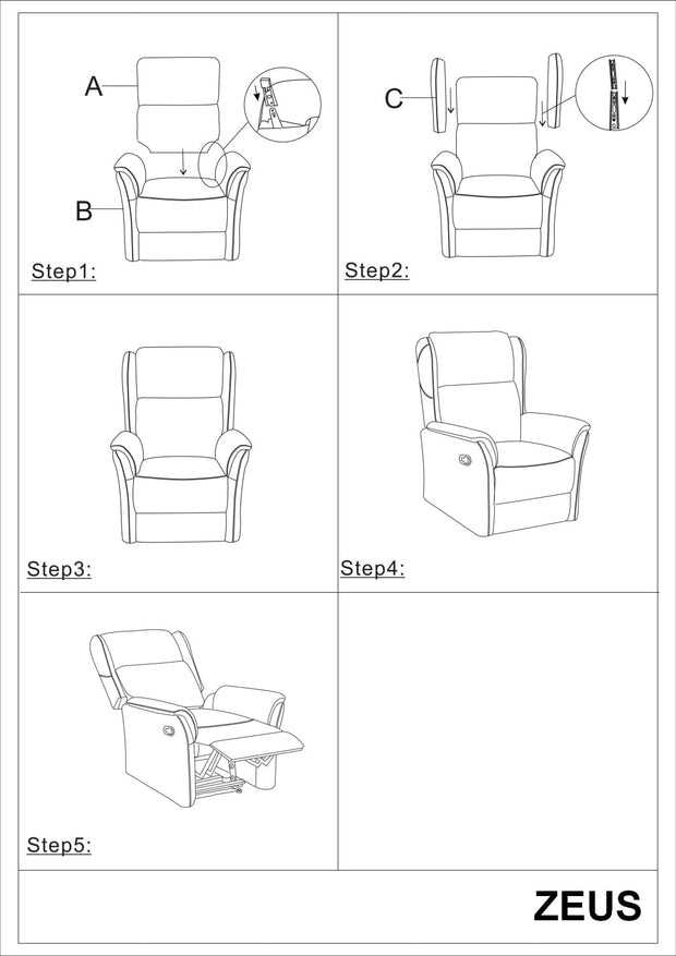 Fotoliu Recliner tapitat cu stofa Zesiro Maro, l74xA93xH108 cm (2)