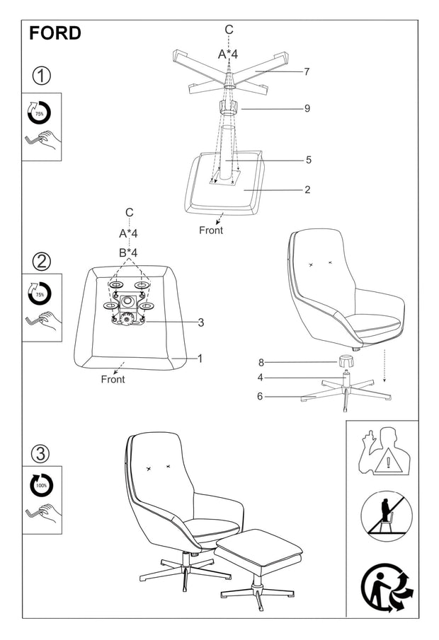 Signal Fotoliu Relaxare tapitat cu stofa + Taburet Fonzi Velvet Gri, l75xA82xH108 cm