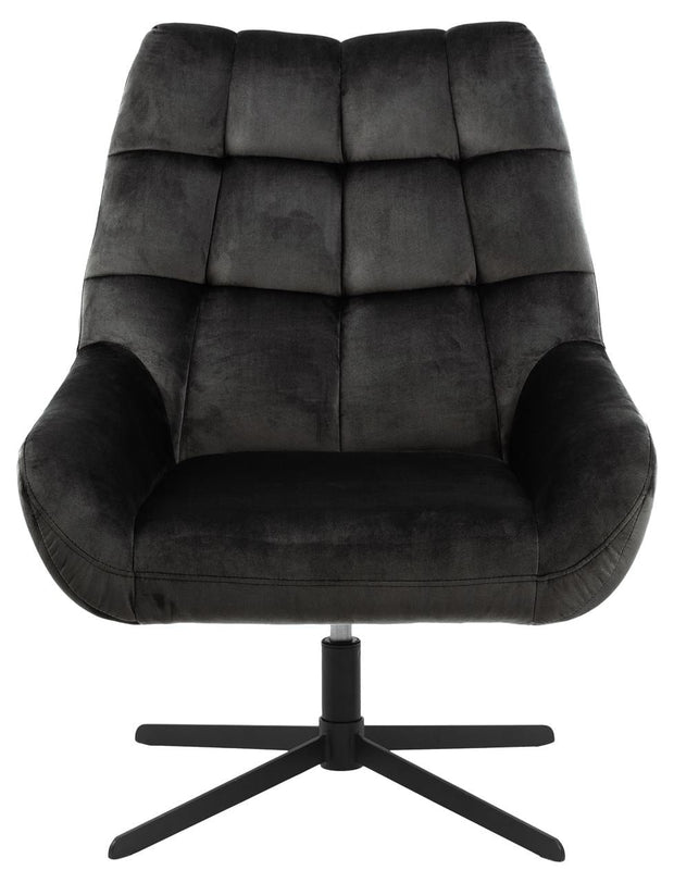 Fotoliu rotativ tapitat cu stofa si picioare metalice Paris Velvet Antracit / Negru, l73xA82xH88 cm (4)