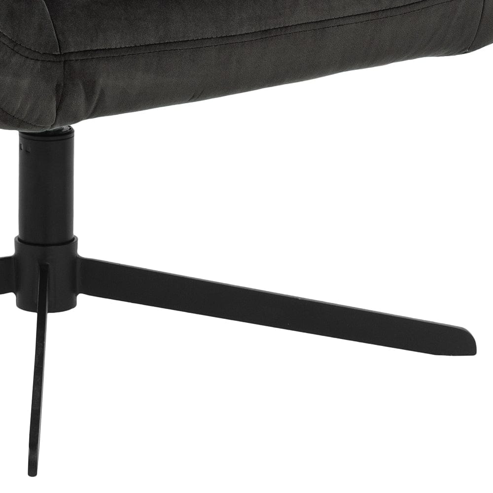 Fotoliu rotativ tapitat cu stofa si picioare metalice Paris Velvet Antracit / Negru, l73xA82xH88 cm (8)