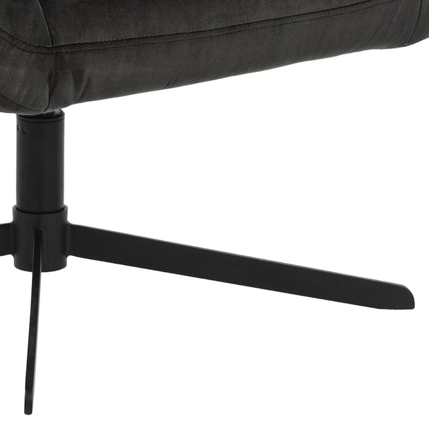 Fotoliu rotativ tapitat cu stofa si picioare metalice Paris Velvet Antracit / Negru, l73xA82xH88 cm (8)