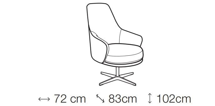 LeComfort Fotoliu rotativ tapitat si picioare metalice Amisia, l72xA83xH102 cm