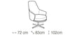 LeComfort Fotoliu rotativ tapitat si picioare metalice Amisia, l72xA83xH102 cm
