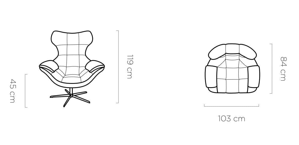 Wersal Fotoliu rotativ tapitat Yogalo, l103xA84xH119 cm