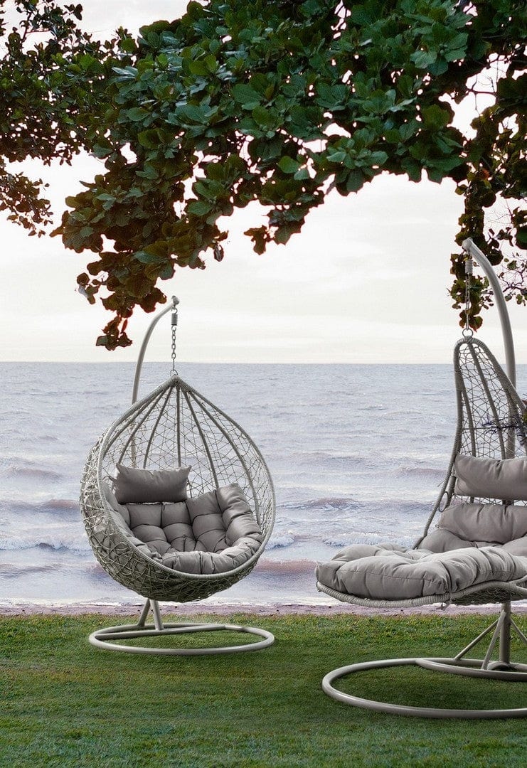 Fotoliu suspendat pentru gradina / terasa din fibre sintetice si metal, Amirantes Gri, l104xA73xH198 cm (1)