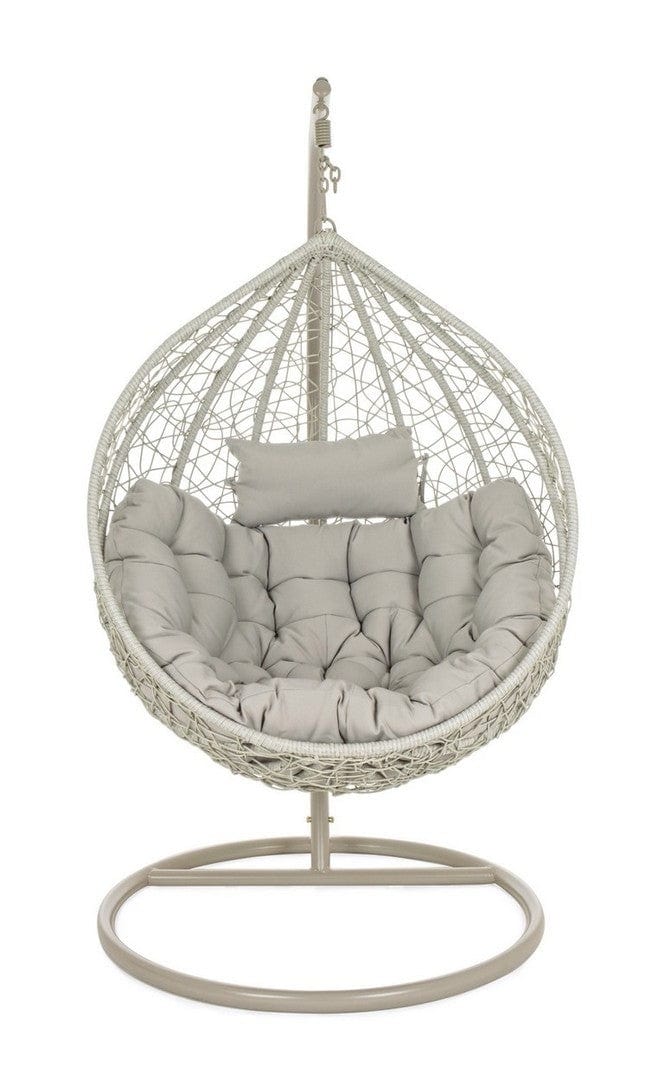 Fotoliu suspendat pentru gradina / terasa din fibre sintetice si metal, Amirantes Gri, l104xA73xH198 cm (2)