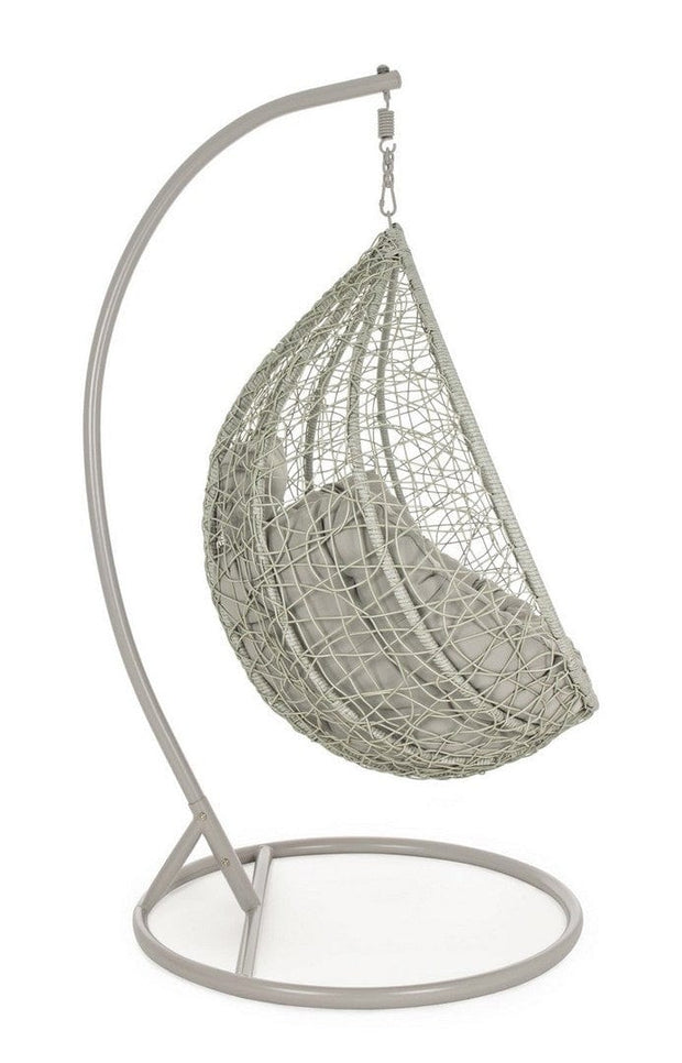 Fotoliu suspendat pentru gradina / terasa din fibre sintetice si metal, Amirantes Gri, l104xA73xH198 cm (3)