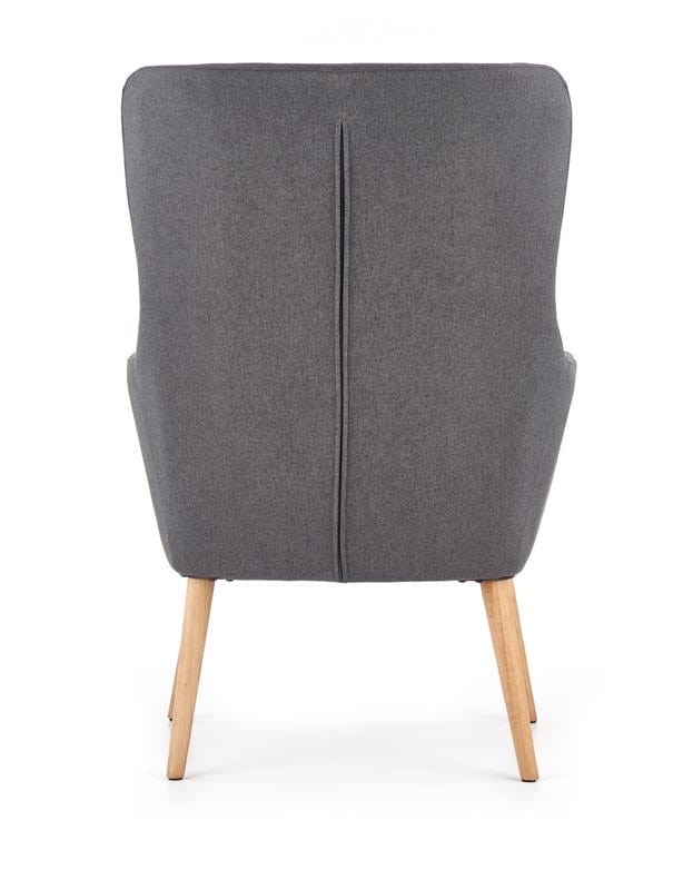 Halmar Fotoliu tapitat cu stofa si picioare din lemn, Cratos Gri Inchis / Natural, l73xA76xH99 cm