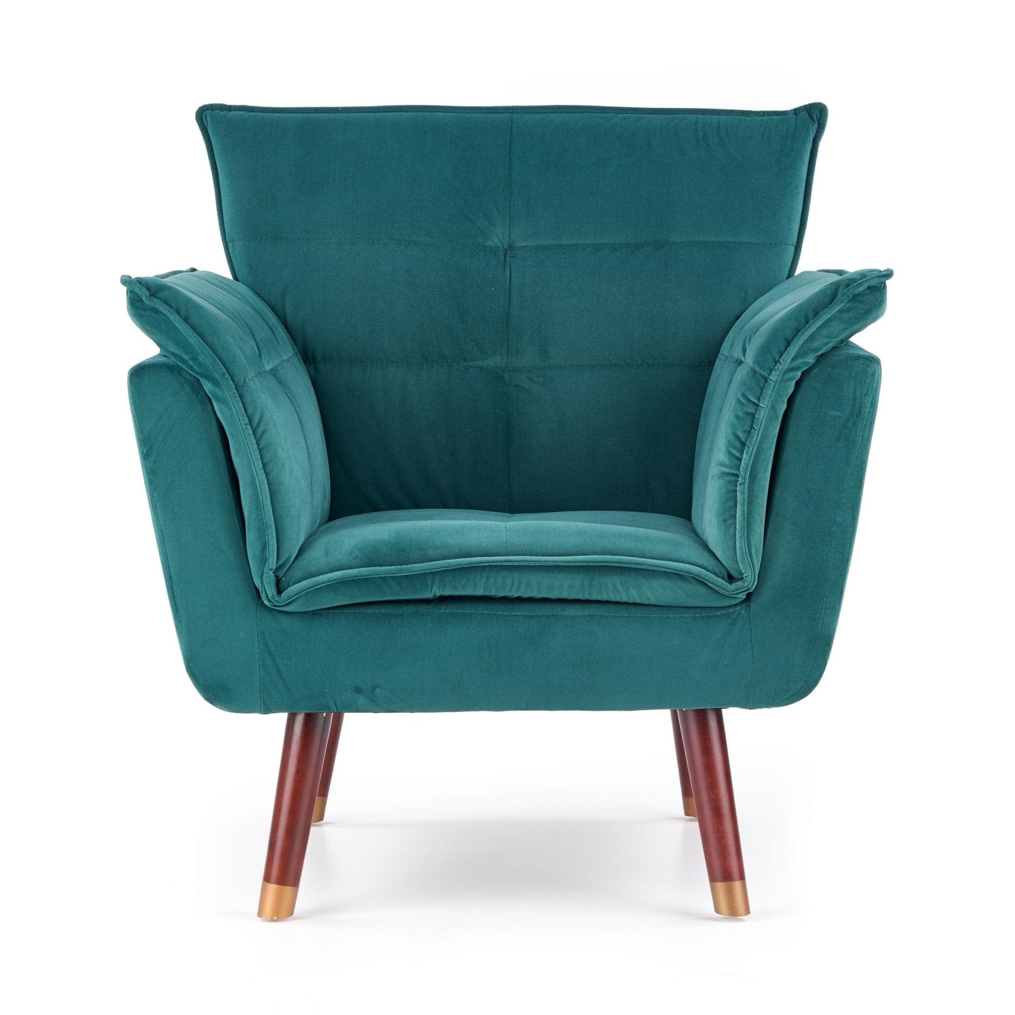 Halmar Fotoliu tapitat cu stofa si picioare din lemn, Renato Velvet Verde Inchis / Nuc Inchis / Auriu, l80xA73xH84 cm