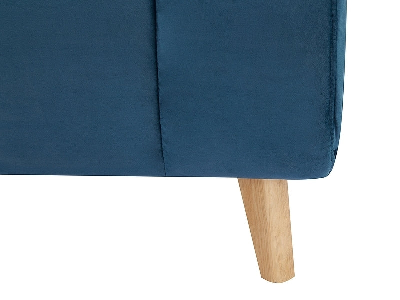 Fotoliu extensibil tapitat cu stofa si picioare din lemn, Binali Velvet Albastru / Fag, l103xA94xH82 cm (4)