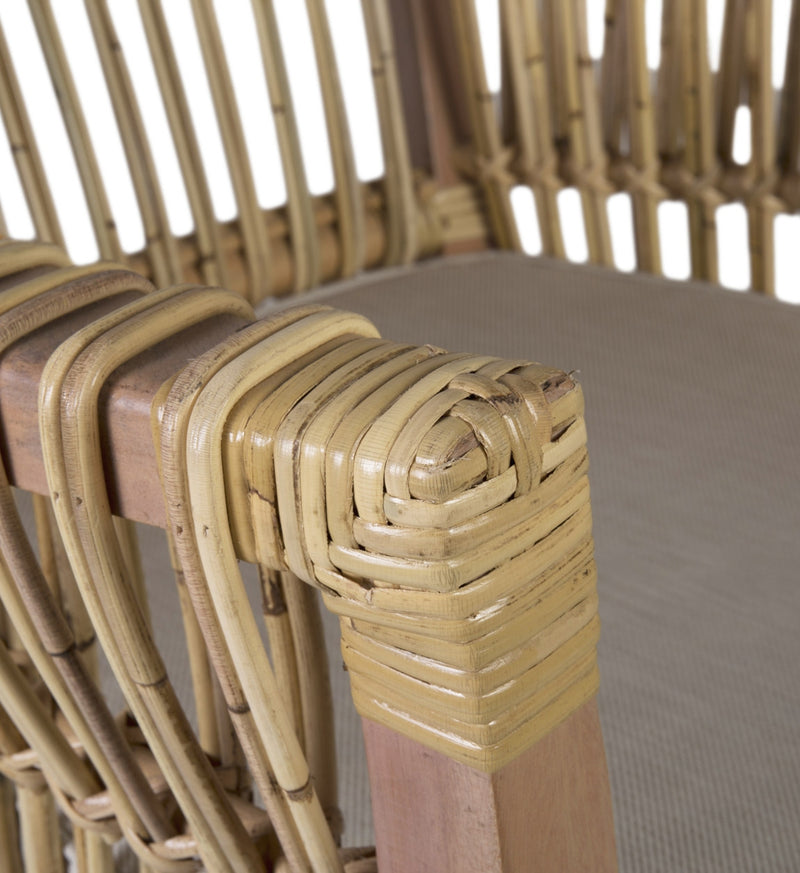 Fotoliu fix pentru gradina / terasa, cu perna detasabila, din lemn si ratan, Lutz Gri / Natural, l62xA65xH85 cm (4)